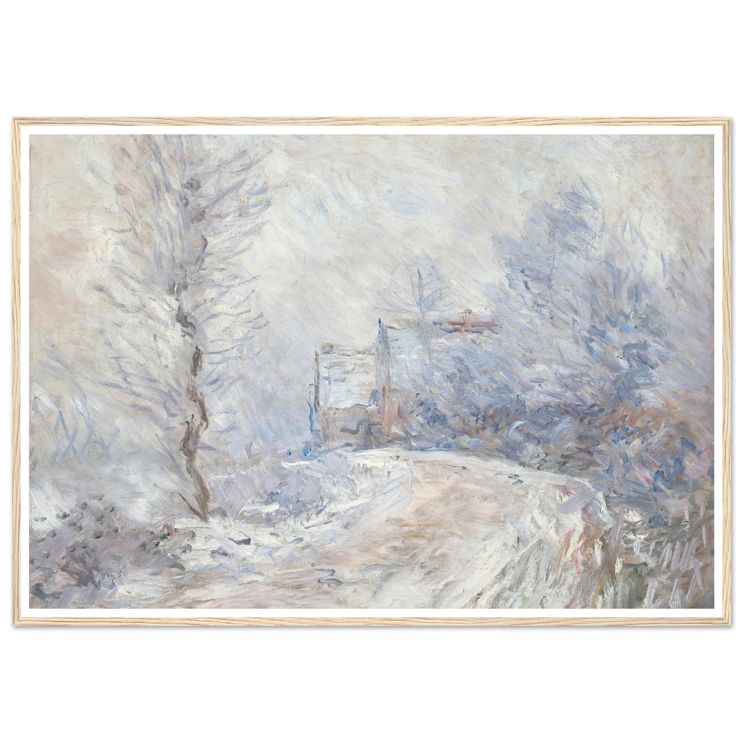 L’entrée de Giverny sous la neige (1885) Art Print | Claude Monet - Framed Poster - 30x40 cm / 12x16″ - Black frame