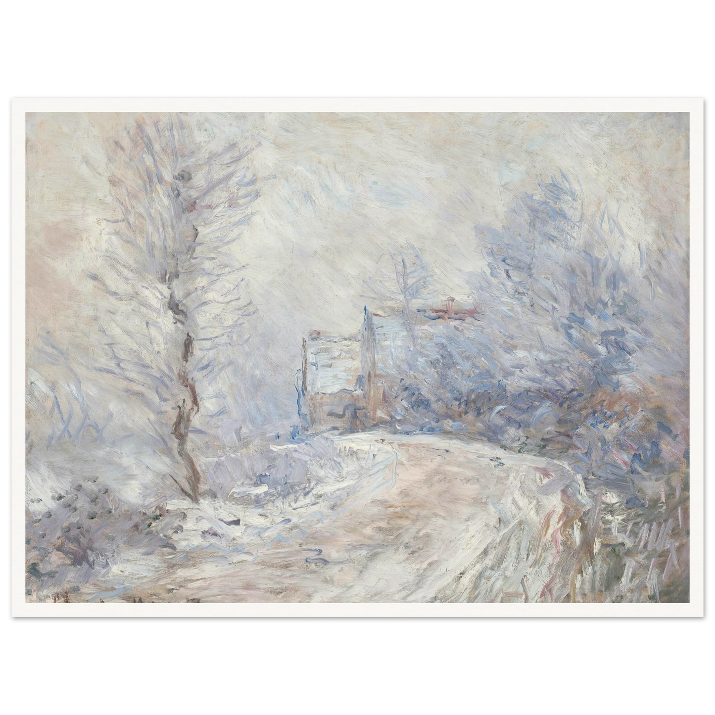 L’entrée de Giverny sous la neige (1885) Art Print | Claude Monet - Framed Poster - 30x40 cm / 12x16″ - Black frame