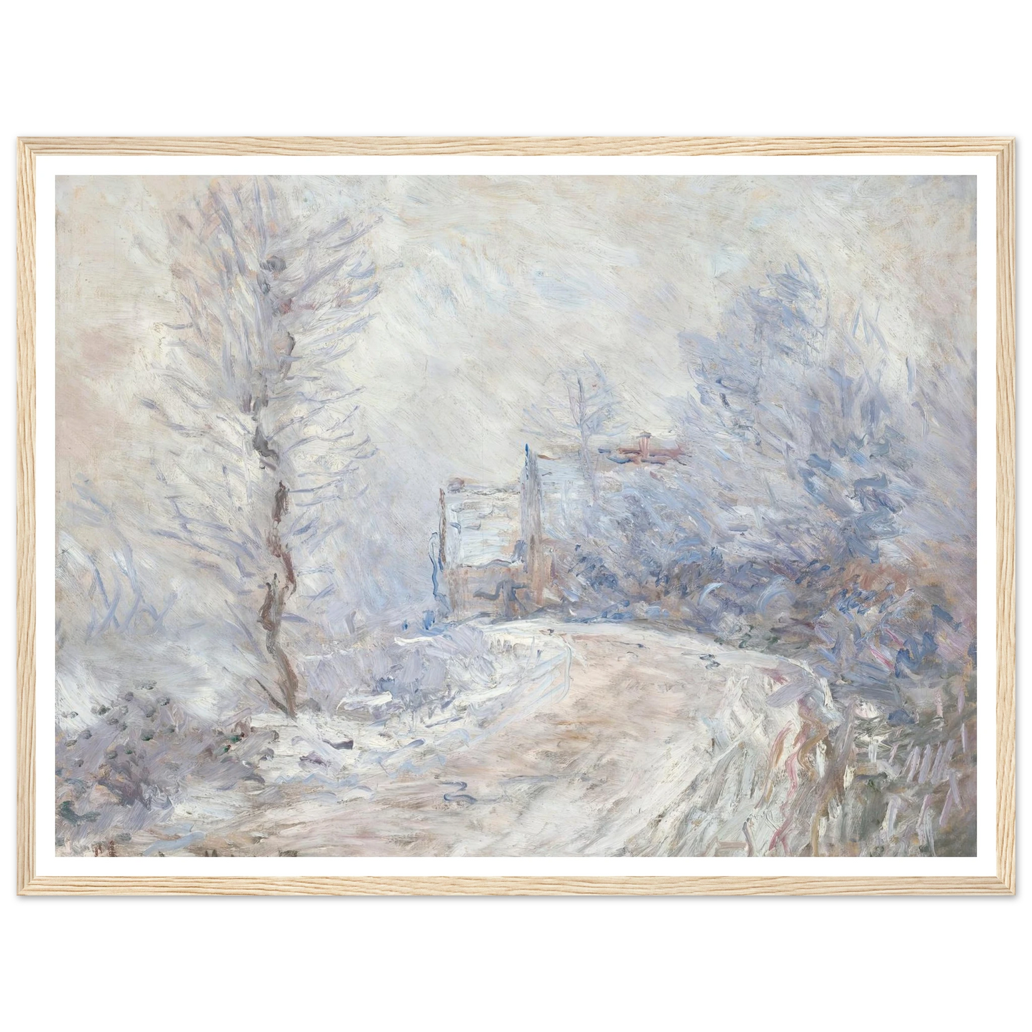 L’entrée de Giverny sous la neige (1885) Art Print | Claude Monet - Framed Poster - 30x40 cm / 12x16″ - Black frame