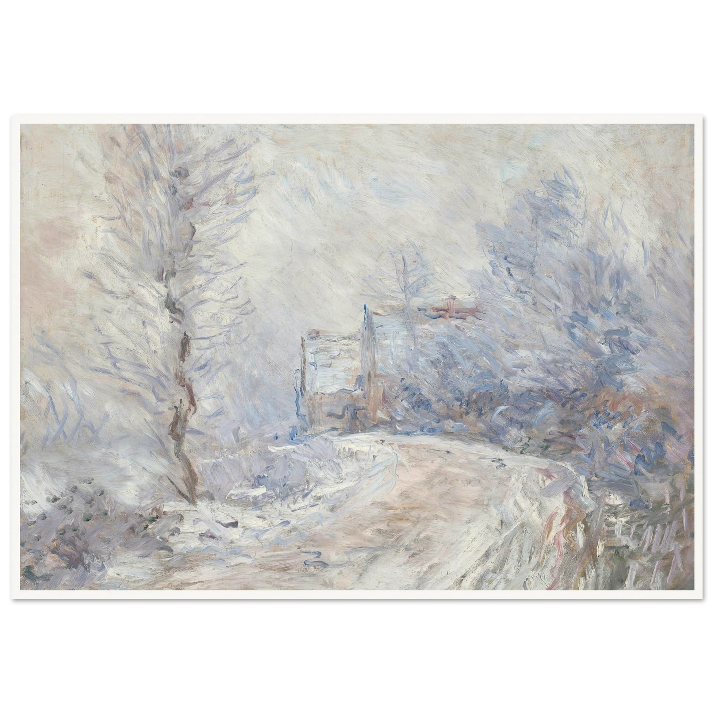 L’entrée de Giverny sous la neige (1885) Art Print | Claude Monet - Framed Poster - 30x40 cm / 12x16″ - Black frame