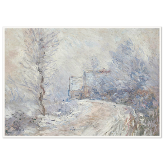 L’entrée de Giverny sous la neige (1885) Art Print | Claude Monet - Framed Poster - 30x40 cm / 12x16″ - Black frame