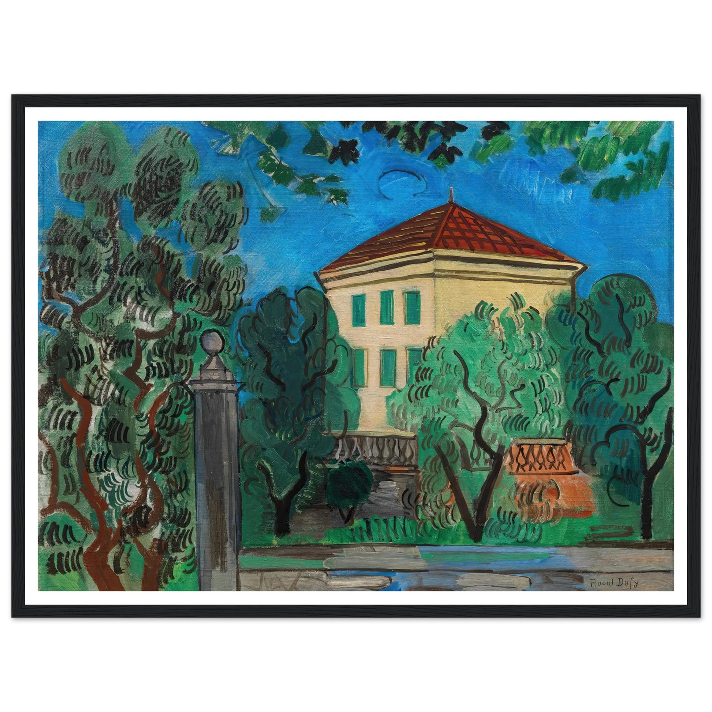 L’entrée du jardin (1923) Art Print | Raoul Dufy - Framed Poster - 30x40 cm / 12x16″ - Black frame
