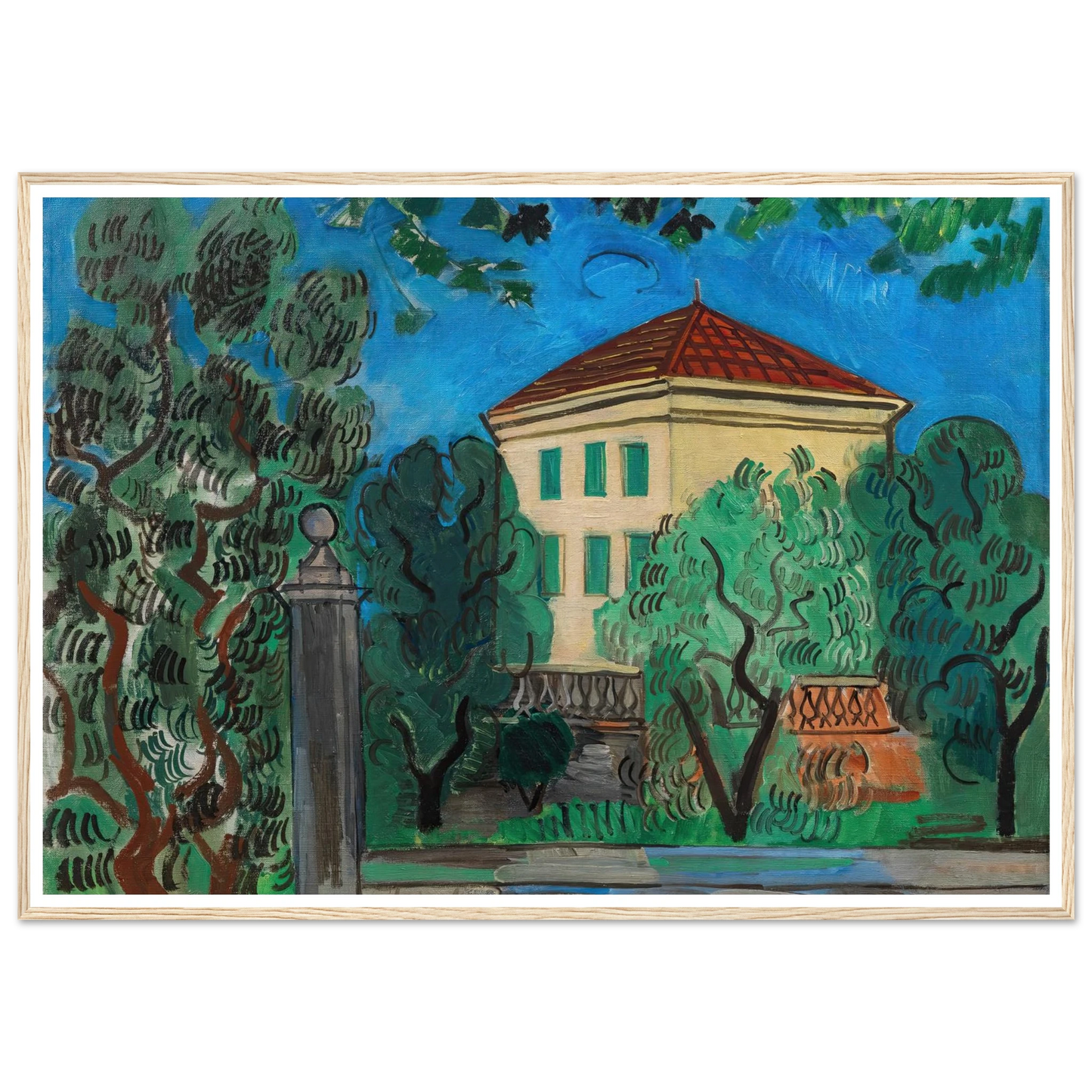 L’entrée du jardin (1923) Art Print | Raoul Dufy - Framed Poster - 30x40 cm / 12x16″ - Black frame