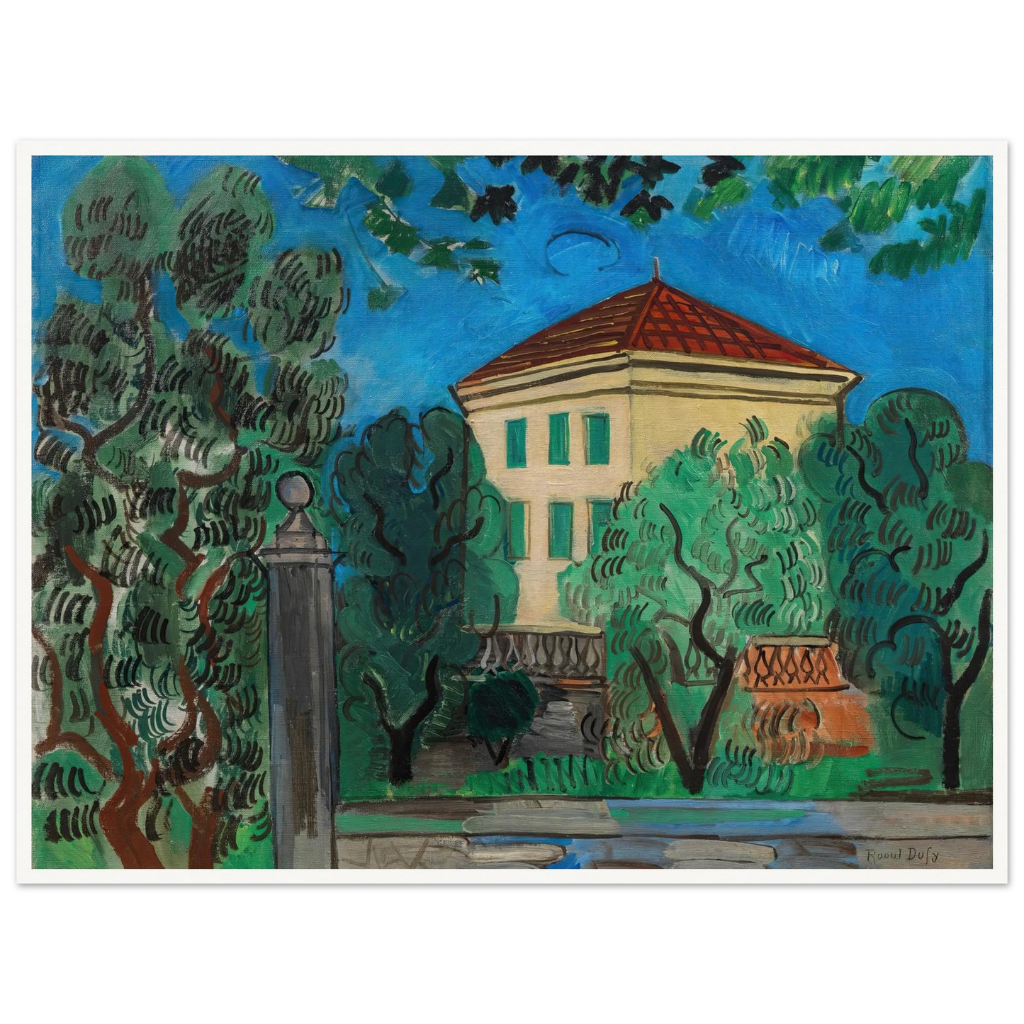 L’entrée du jardin (1923) Art Print | Raoul Dufy - Framed Poster - 30x40 cm / 12x16″ - Black frame