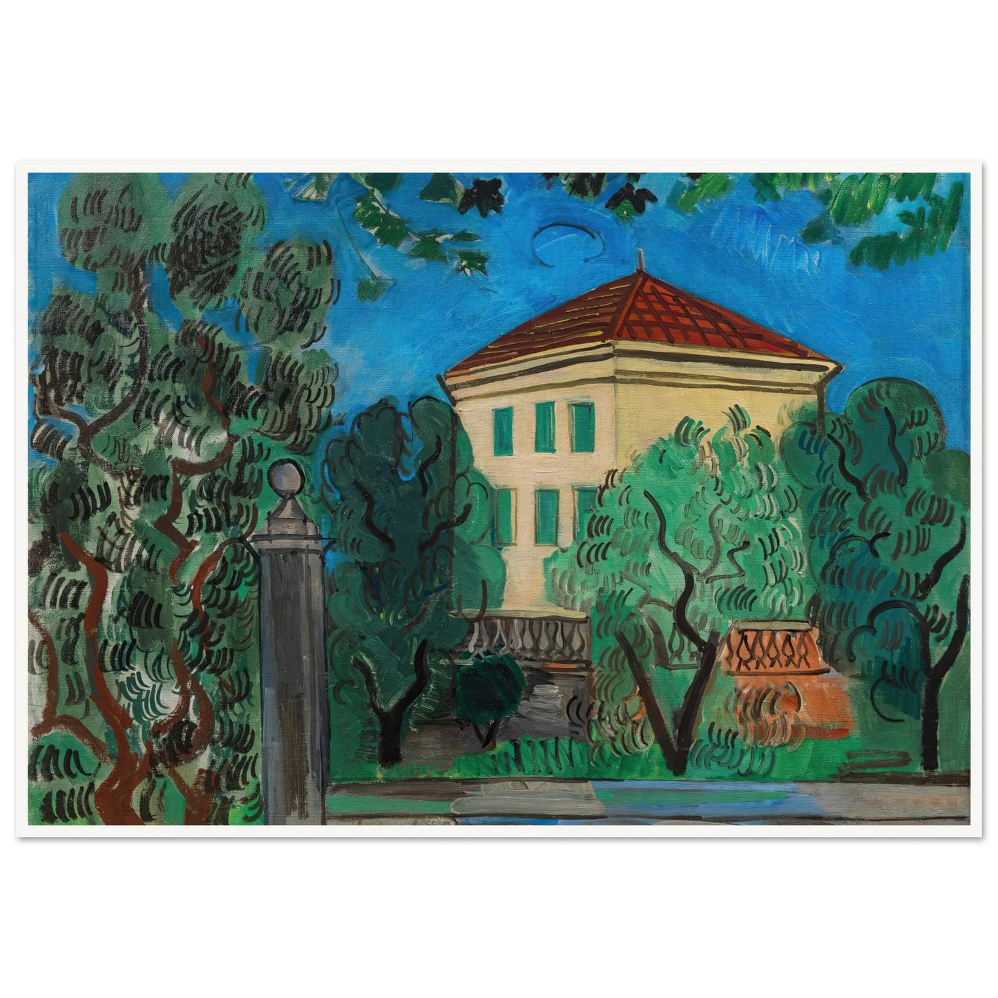 L’entrée du jardin (1923) Art Print | Raoul Dufy - Framed Poster - 30x40 cm / 12x16″ - Black frame