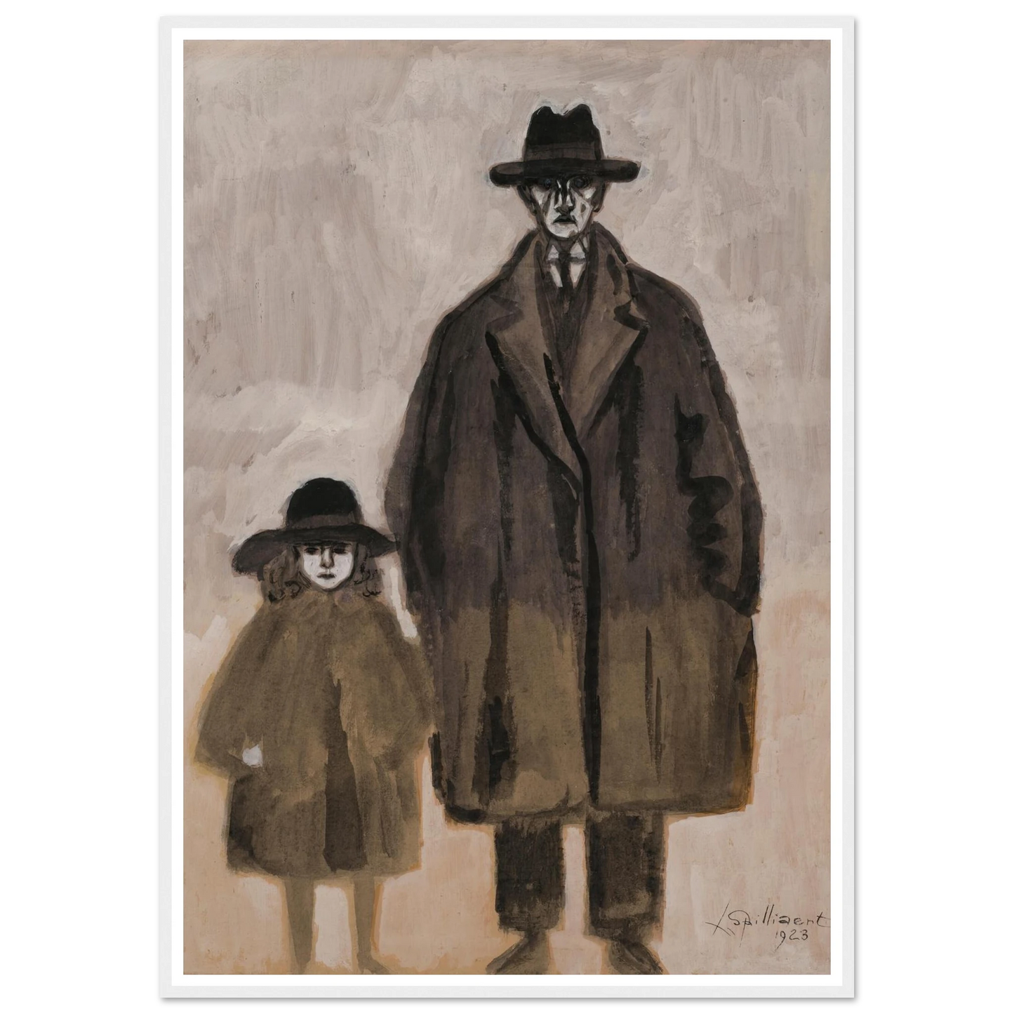 Léon Spilliaert et Madeleine en promenade à Ostende (1923) Art Print | Leon Spilliaert - Framed Poster - 30x40 cm / 12x16″ - Black frame