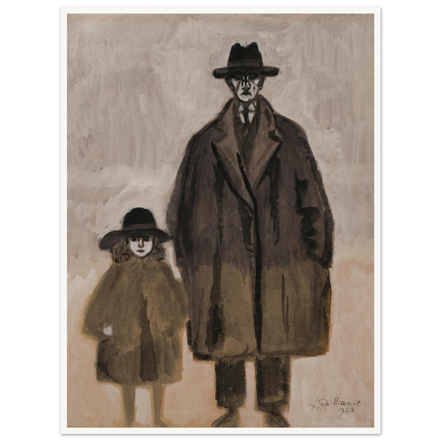 Léon Spilliaert et Madeleine en promenade à Ostende (1923) Art Print | Leon Spilliaert - Framed Poster - 30x40 cm / 12x16″ - Black frame