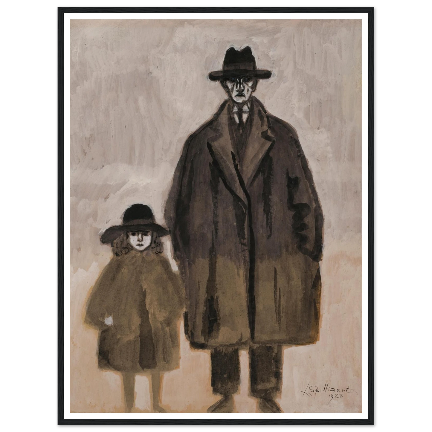 Léon Spilliaert et Madeleine en promenade à Ostende (1923) Art Print | Leon Spilliaert - Framed Poster - 30x40 cm / 12x16″ - Black frame
