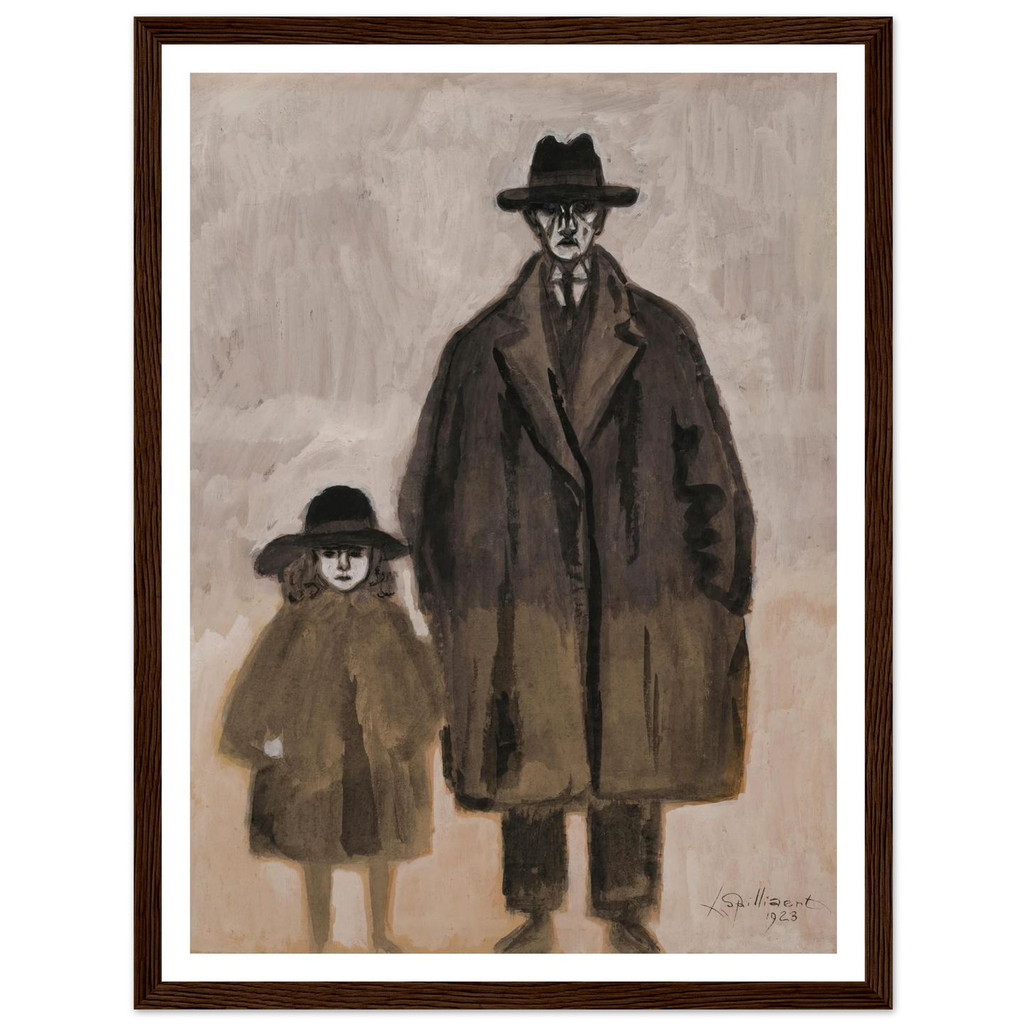 Léon Spilliaert et Madeleine en promenade à Ostende (1923) Art Print | Leon Spilliaert - Framed Poster - 30x40 cm / 12x16″ - Black frame