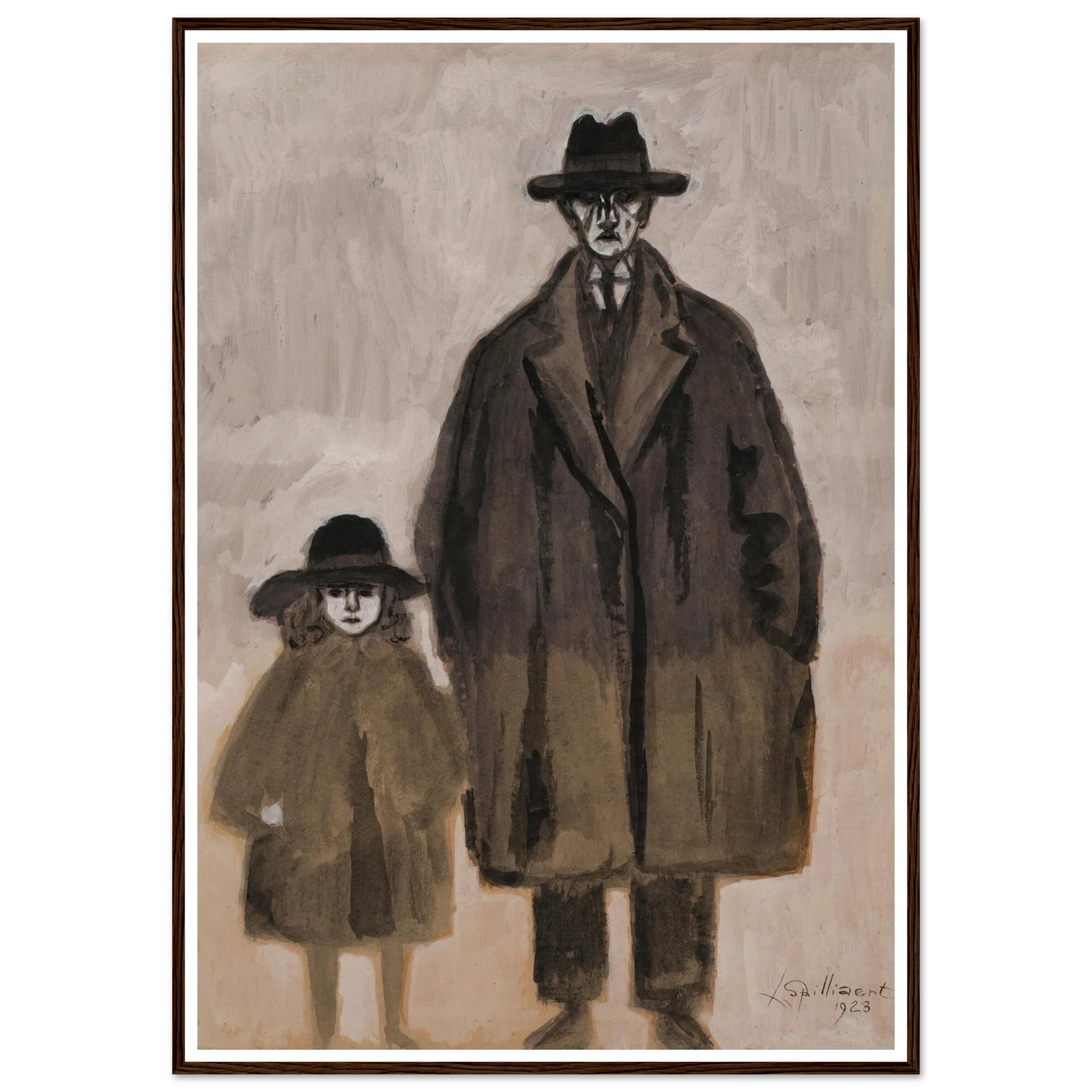 Léon Spilliaert et Madeleine en promenade à Ostende (1923) Art Print | Leon Spilliaert - Framed Poster - 30x40 cm / 12x16″ - Black frame