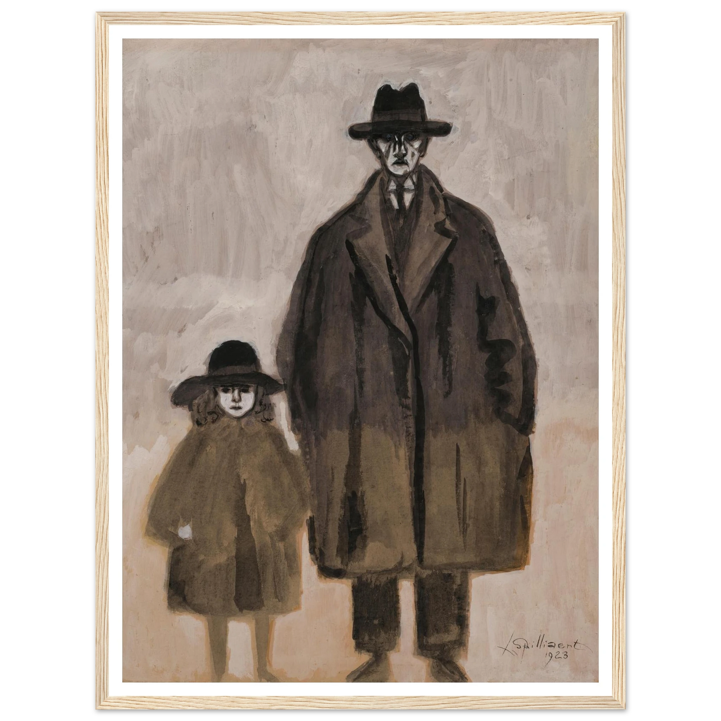 Léon Spilliaert et Madeleine en promenade à Ostende (1923) Art Print | Leon Spilliaert - Framed Poster - 30x40 cm / 12x16″ - Black frame