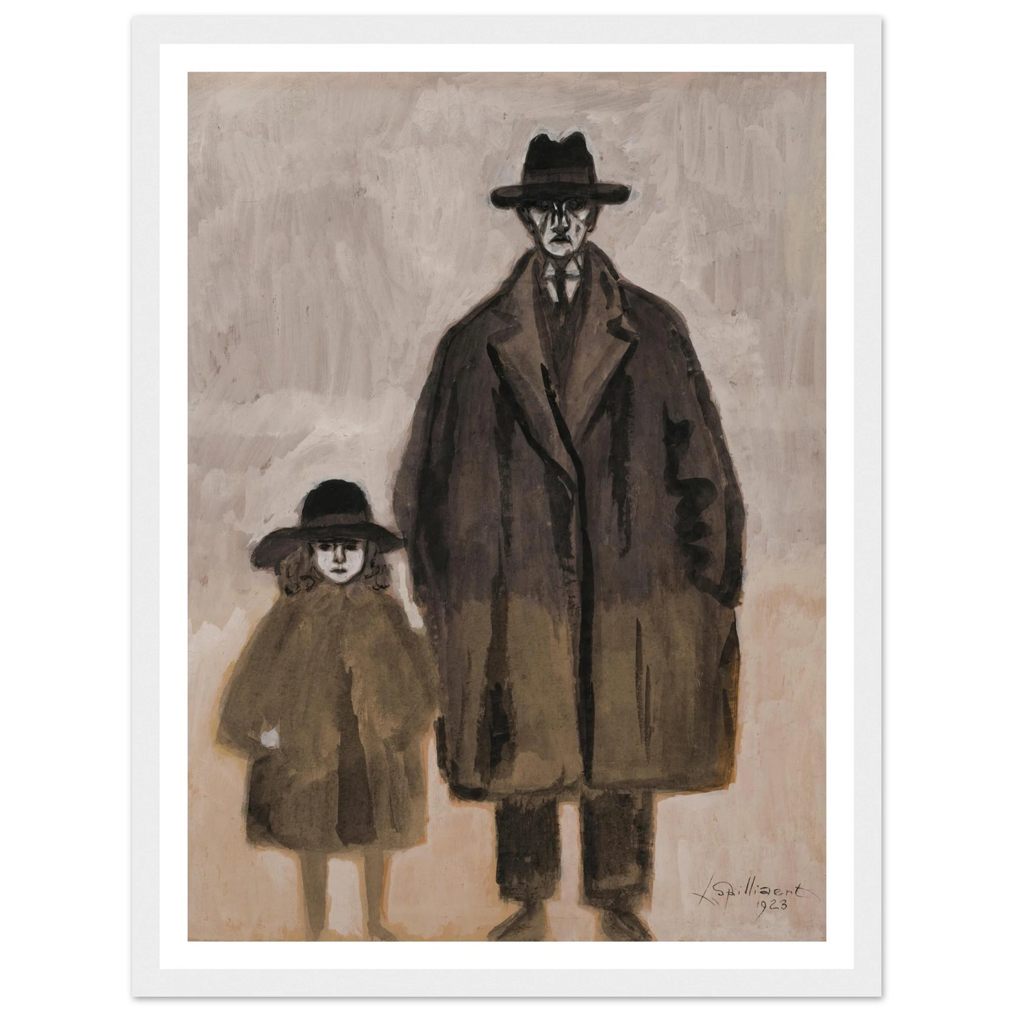 Léon Spilliaert et Madeleine en promenade à Ostende (1923) Art Print | Leon Spilliaert - Framed Poster - 30x40 cm / 12x16″ - Black frame