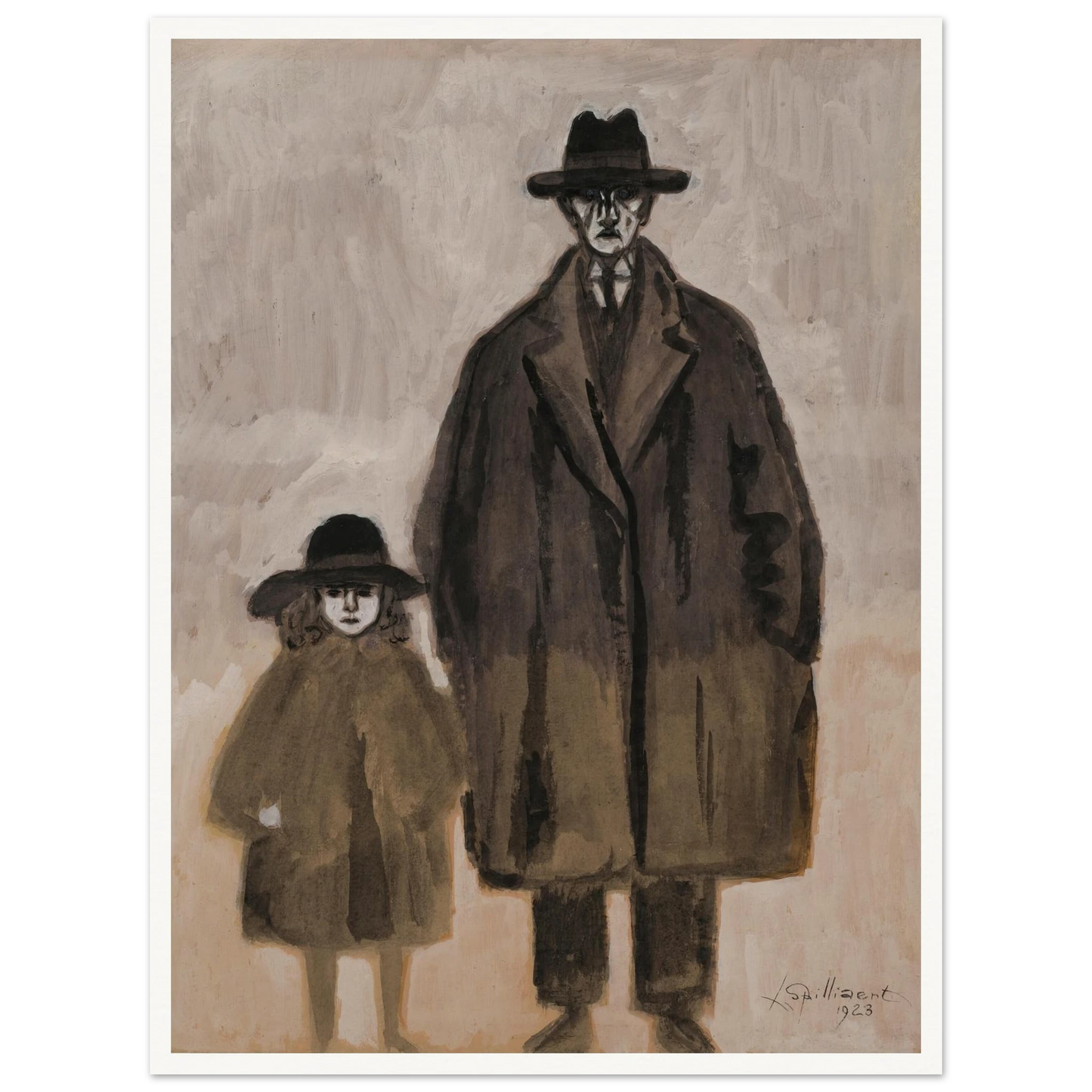Léon Spilliaert et Madeleine en promenade à Ostende (1923) Art Print | Leon Spilliaert - Framed Poster - 30x40 cm / 12x16″ - Black frame