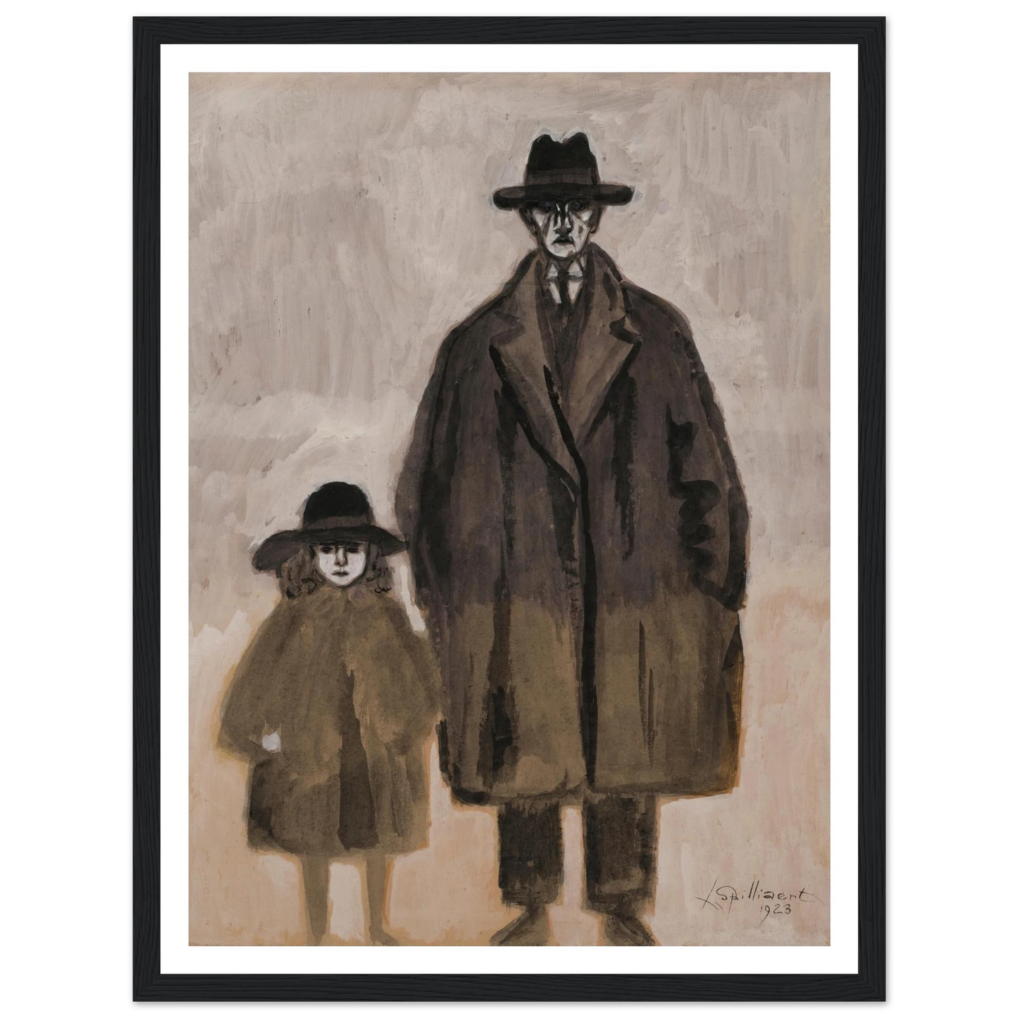 Léon Spilliaert et Madeleine en promenade à Ostende (1923) Art Print | Leon Spilliaert - Framed Poster - 30x40 cm / 12x16″ - Black frame
