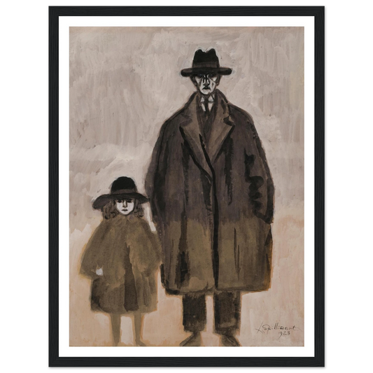 Léon Spilliaert et Madeleine en promenade à Ostende (1923) Art Print | Leon Spilliaert - Framed Poster - 30x40 cm / 12x16″ - Black frame