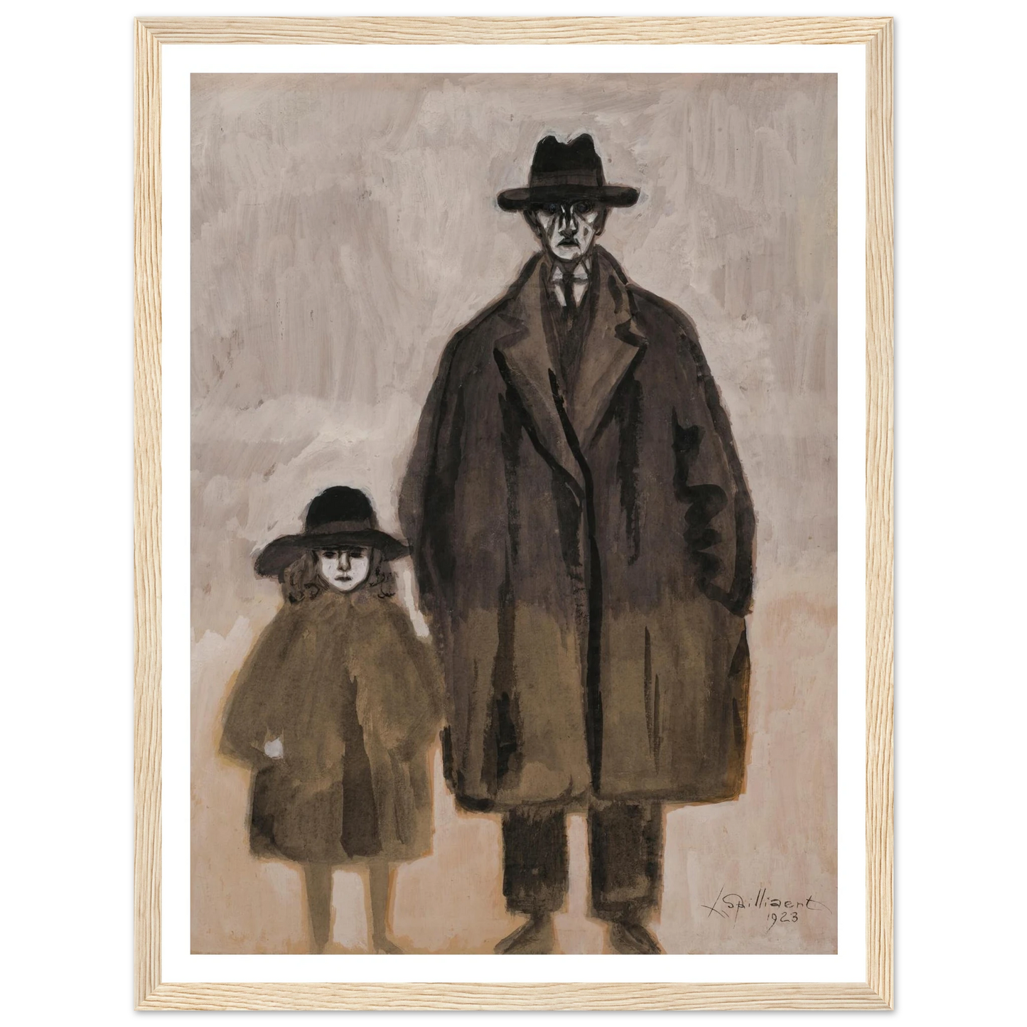 Léon Spilliaert et Madeleine en promenade à Ostende (1923) Art Print | Leon Spilliaert - Framed Poster - 30x40 cm / 12x16″ - Black frame