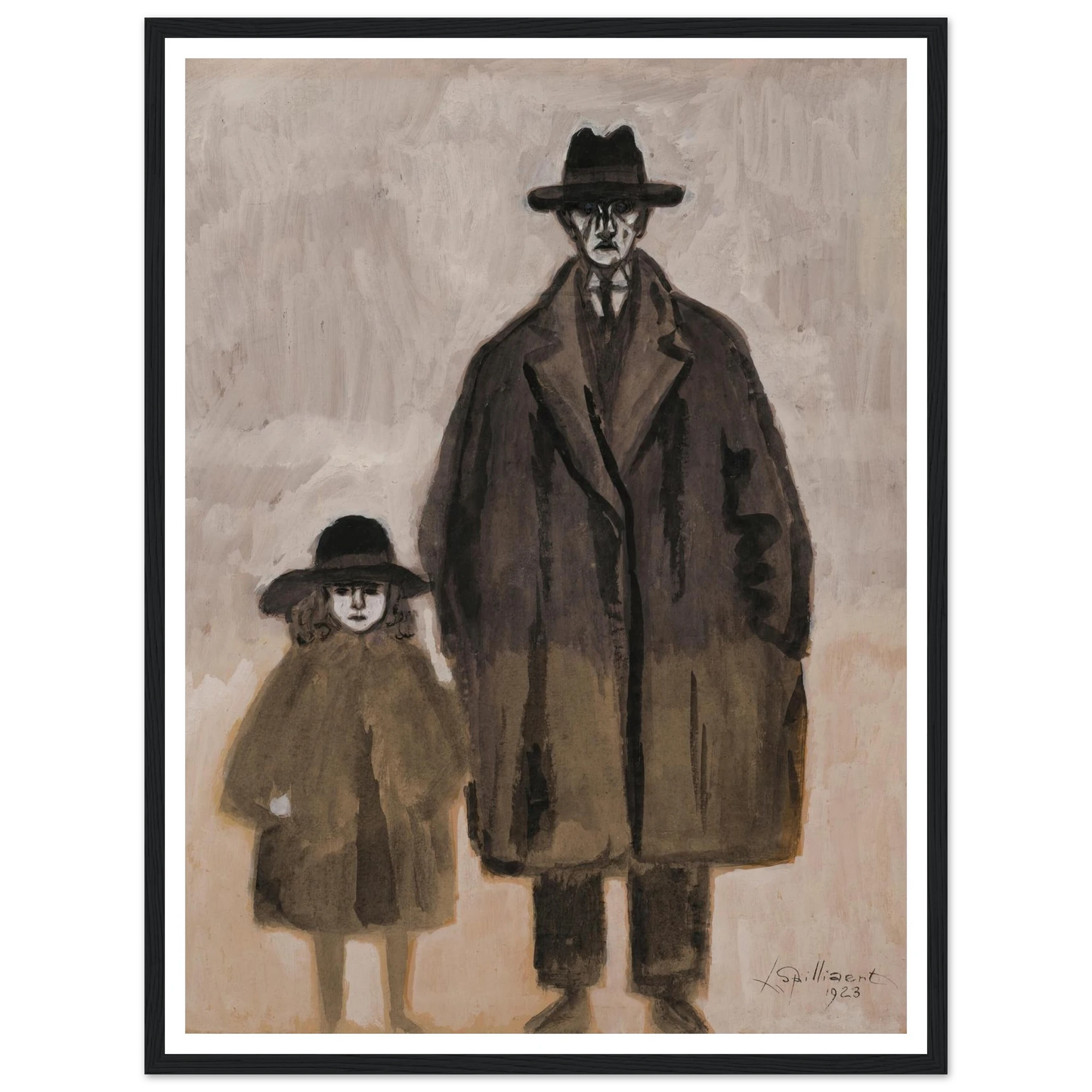 Léon Spilliaert et Madeleine en promenade à Ostende (1923) Art Print | Leon Spilliaert - Framed Poster - 30x40 cm / 12x16″ - Black frame