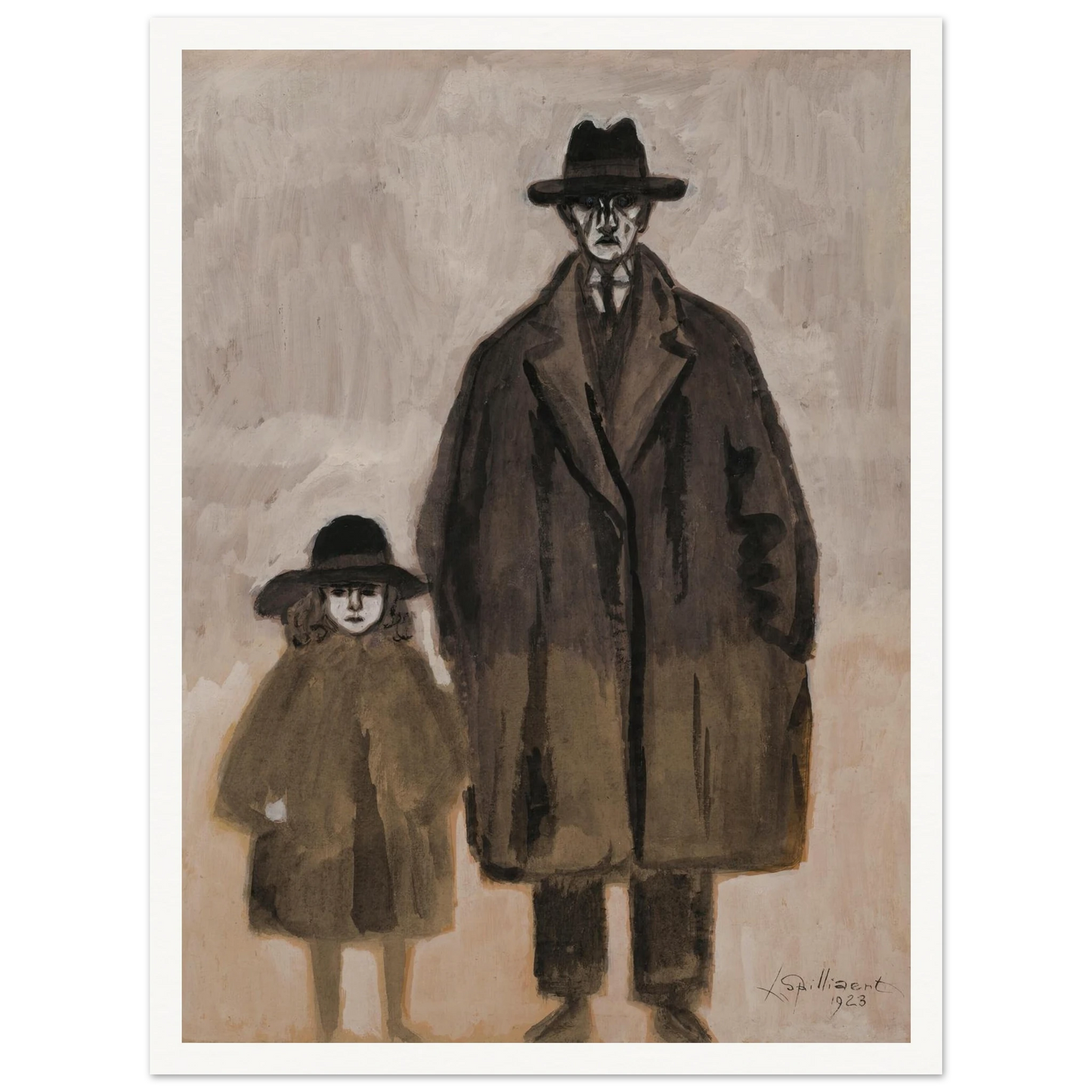 Léon Spilliaert et Madeleine en promenade à Ostende (1923) Art Print | Leon Spilliaert - Framed Poster - 30x40 cm / 12x16″ - Black frame