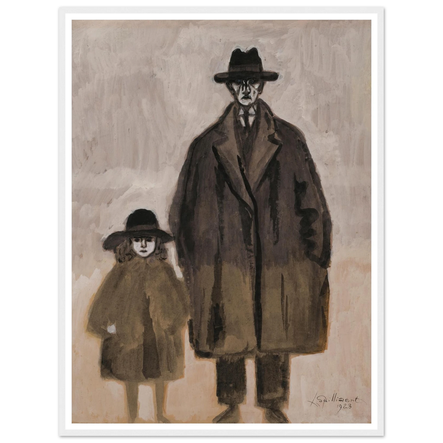 Léon Spilliaert et Madeleine en promenade à Ostende (1923) Art Print | Leon Spilliaert - Framed Poster - 30x40 cm / 12x16″ - Black frame