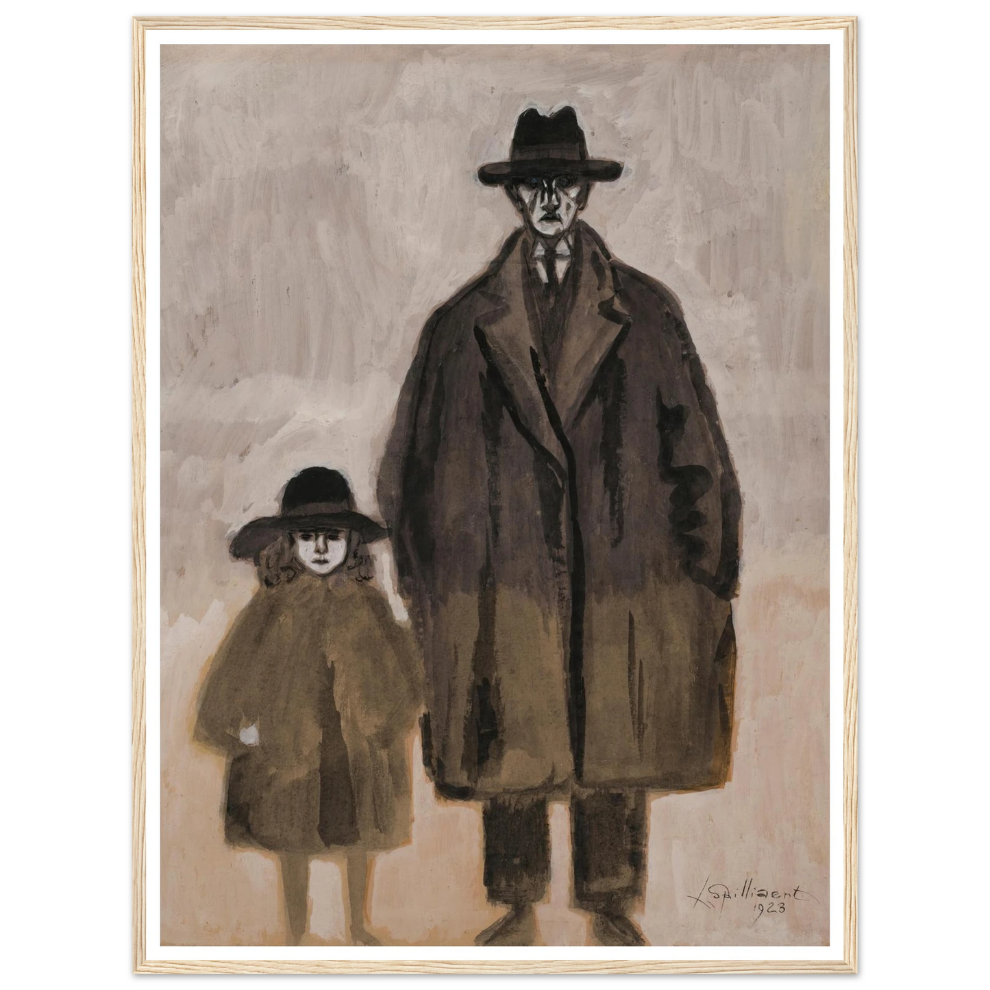 Léon Spilliaert et Madeleine en promenade à Ostende (1923) Art Print | Leon Spilliaert - Framed Poster - 30x40 cm / 12x16″ - Black frame