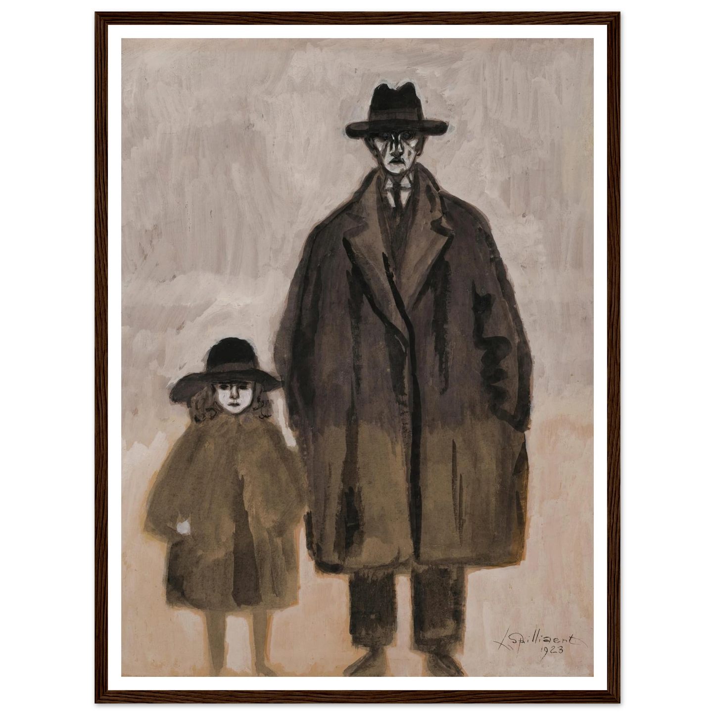 Léon Spilliaert et Madeleine en promenade à Ostende (1923) Art Print | Leon Spilliaert - Framed Poster - 30x40 cm / 12x16″ - Black frame