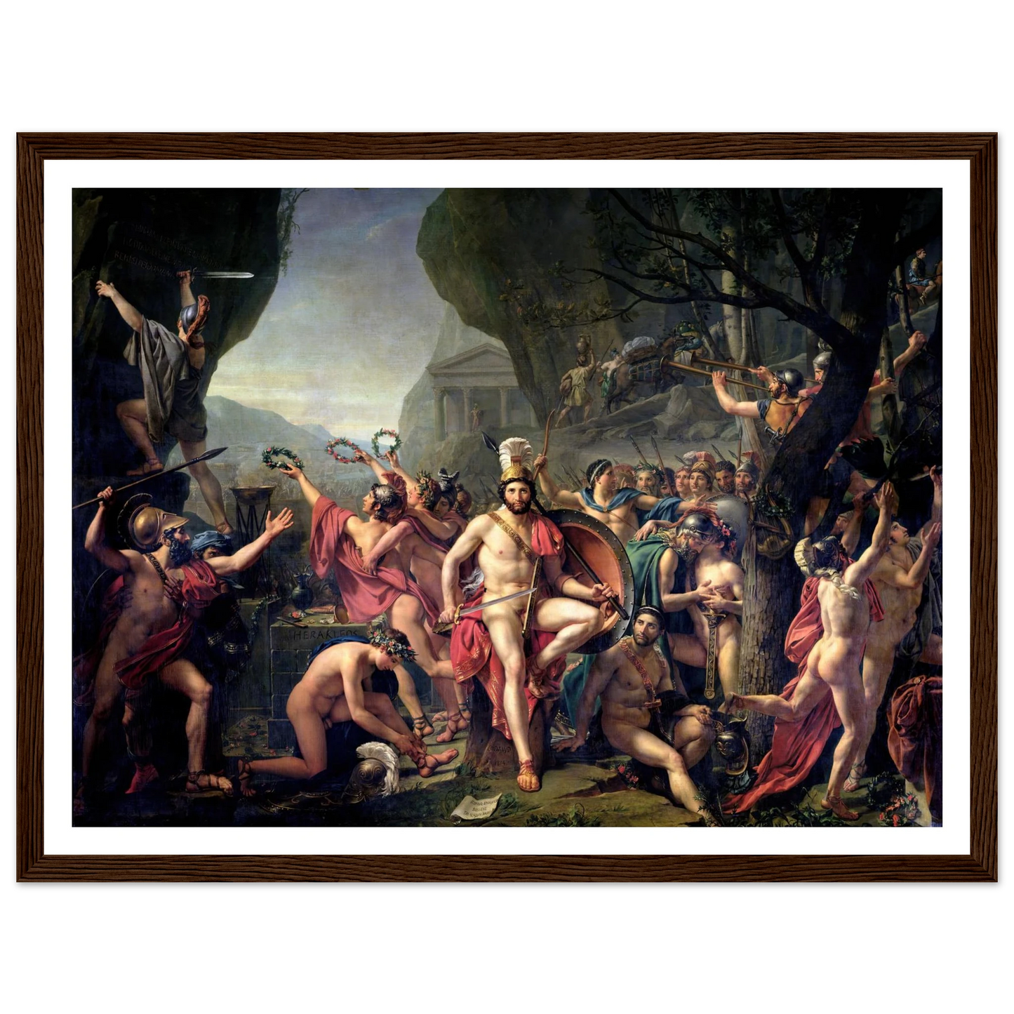 Leonidas At Thermopylae (1814) Art Print | Jacques Louis David - Framed Poster - 30x40 cm / 12x16″ - Black frame