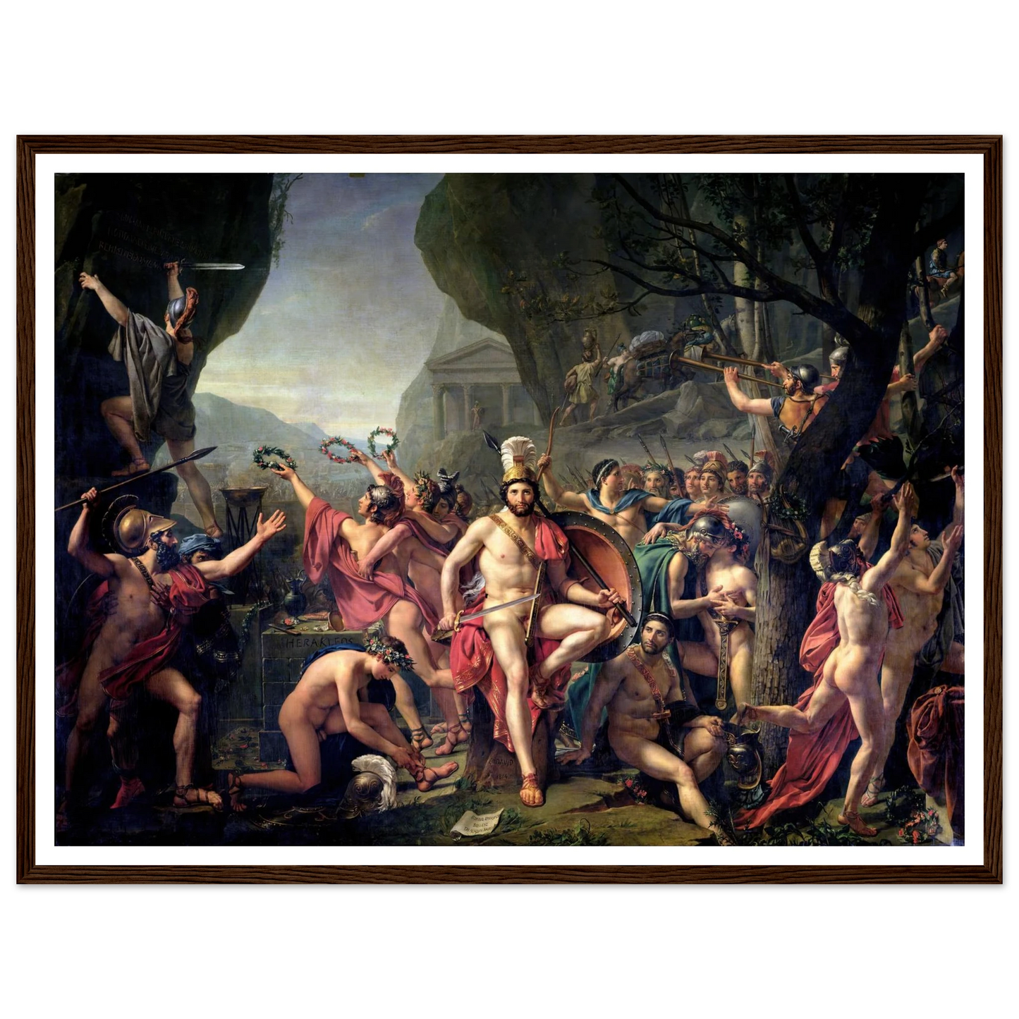Leonidas At Thermopylae (1814) Art Print | Jacques Louis David - Framed Poster - 30x40 cm / 12x16″ - Black frame