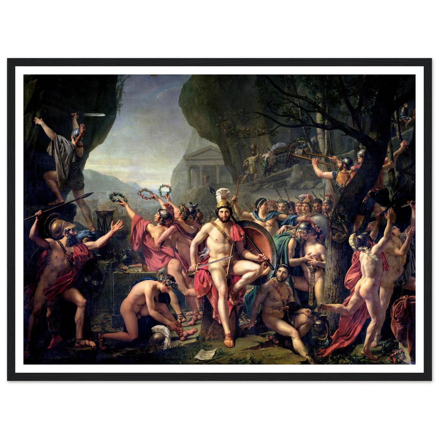 Leonidas At Thermopylae (1814) Art Print | Jacques Louis David - Framed Poster - 30x40 cm / 12x16″ - Black frame