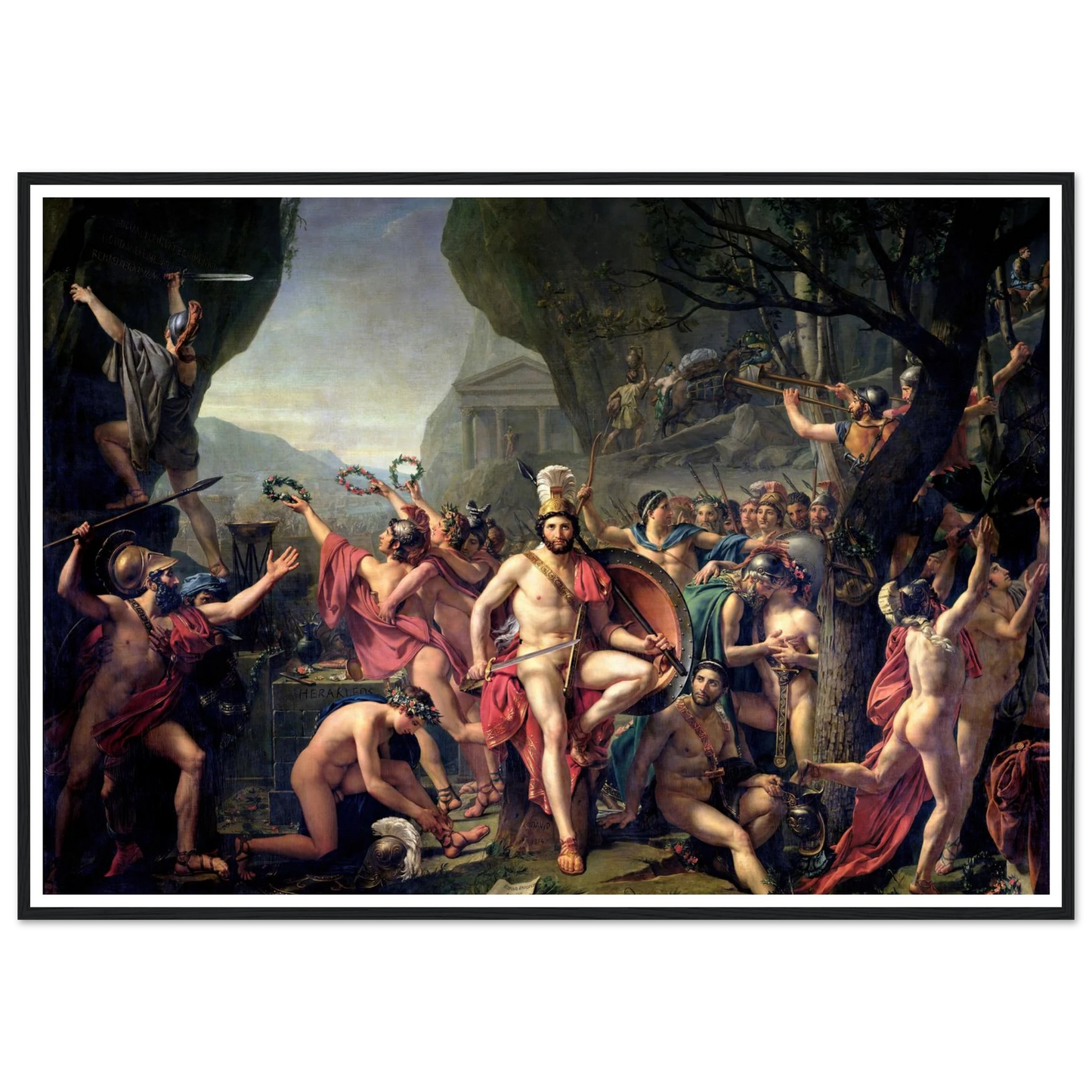 Leonidas At Thermopylae (1814) Art Print | Jacques Louis David - Framed Poster - 30x40 cm / 12x16″ - Black frame