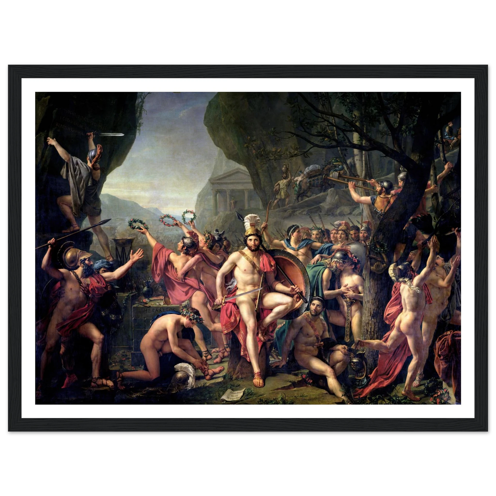 Leonidas At Thermopylae (1814) Art Print | Jacques Louis David - Framed Poster - 30x40 cm / 12x16″ - Black frame