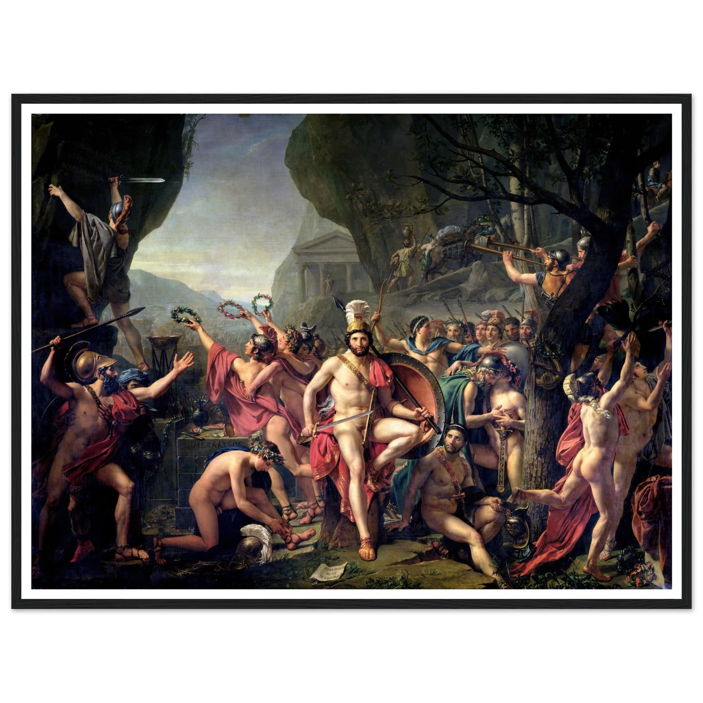 Leonidas At Thermopylae (1814) Art Print | Jacques Louis David - Framed Poster - 30x40 cm / 12x16″ - Black frame