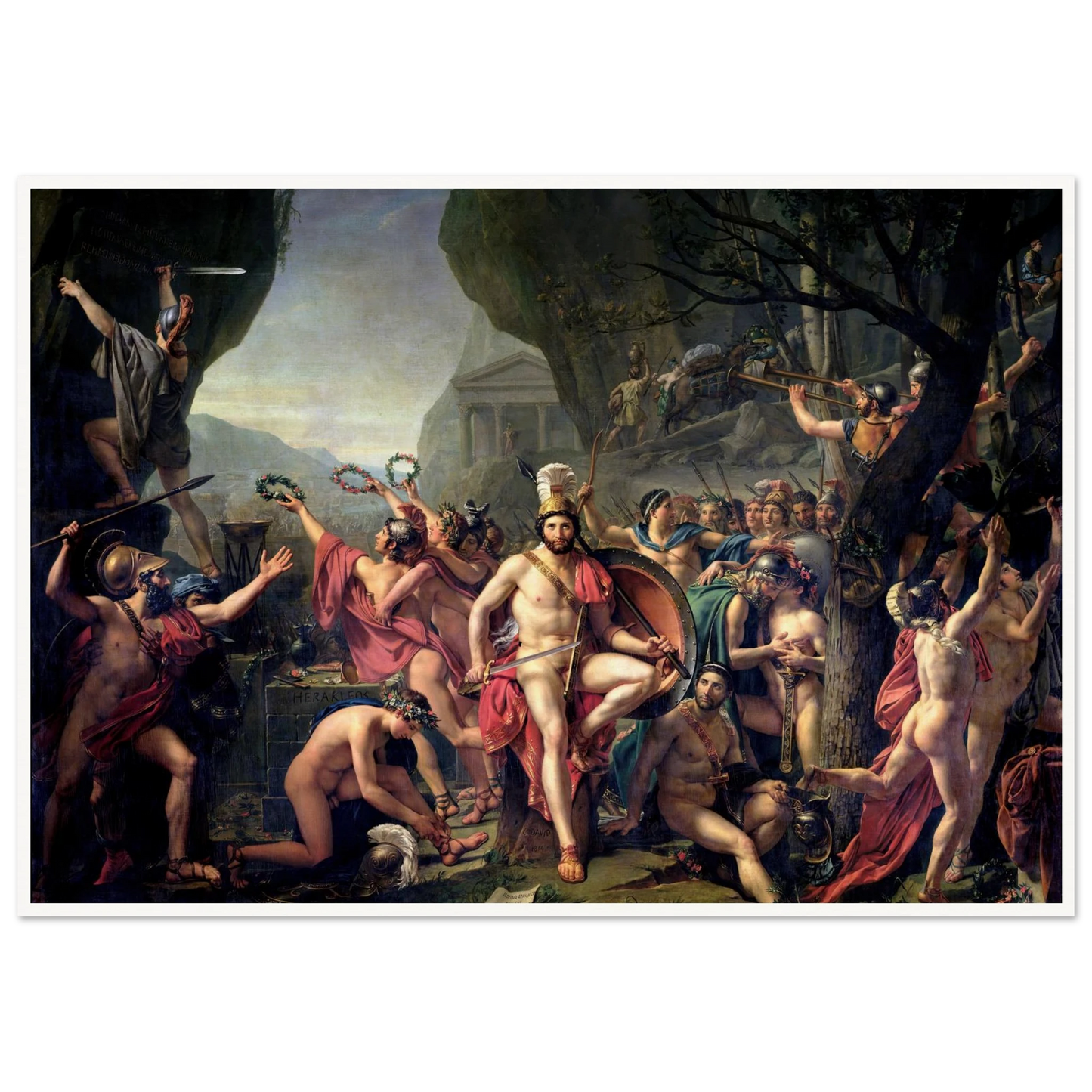 Leonidas At Thermopylae (1814) Art Print | Jacques Louis David - Framed Poster - 30x40 cm / 12x16″ - Black frame