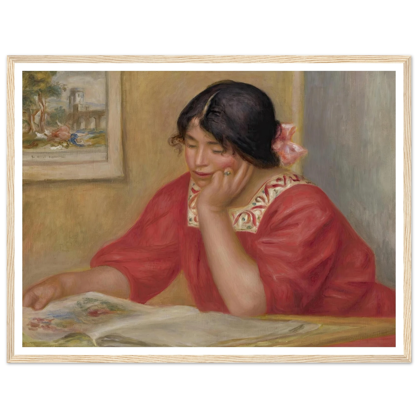Léontine Lisant Art Print | Pierre Auguste Renoir - Framed Poster - 30x40 cm / 12x16″ - Black frame