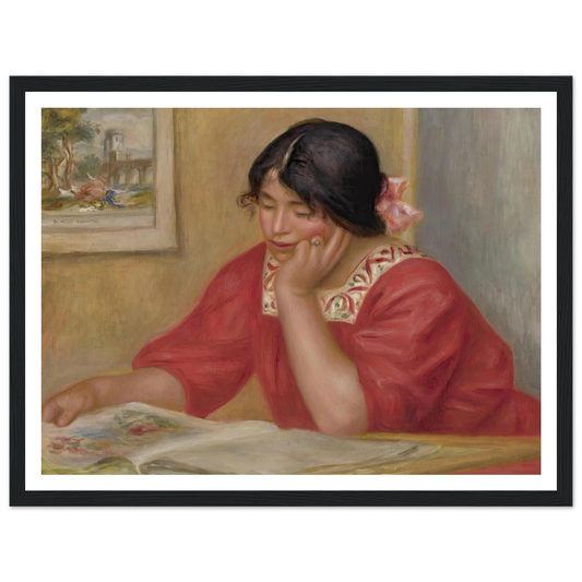 Léontine Lisant Art Print | Pierre Auguste Renoir - Framed Poster - 30x40 cm / 12x16″ - Black frame