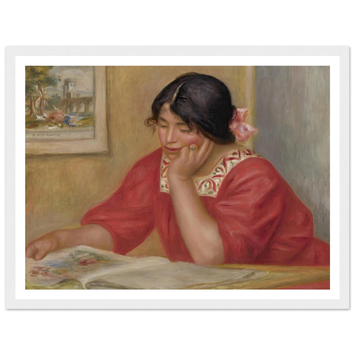 Léontine Lisant Art Print | Pierre Auguste Renoir - Framed Poster - 30x40 cm / 12x16″ - Black frame