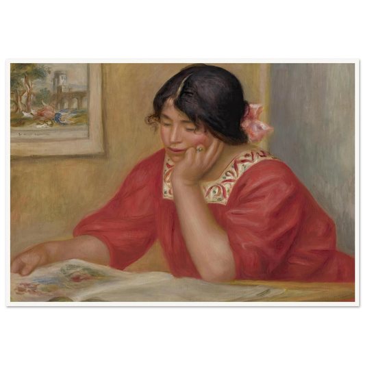 Léontine Lisant Art Print | Pierre Auguste Renoir - Framed Poster - 30x40 cm / 12x16″ - Black frame