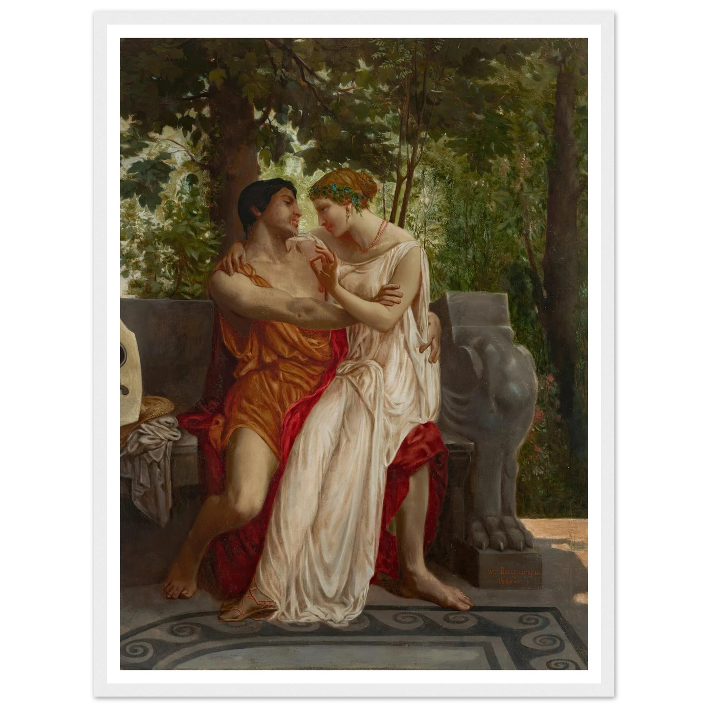 Les amoureux (1850) Art Print | William Bouguereau - Framed Poster - 30x40 cm / 12x16″ - Black frame