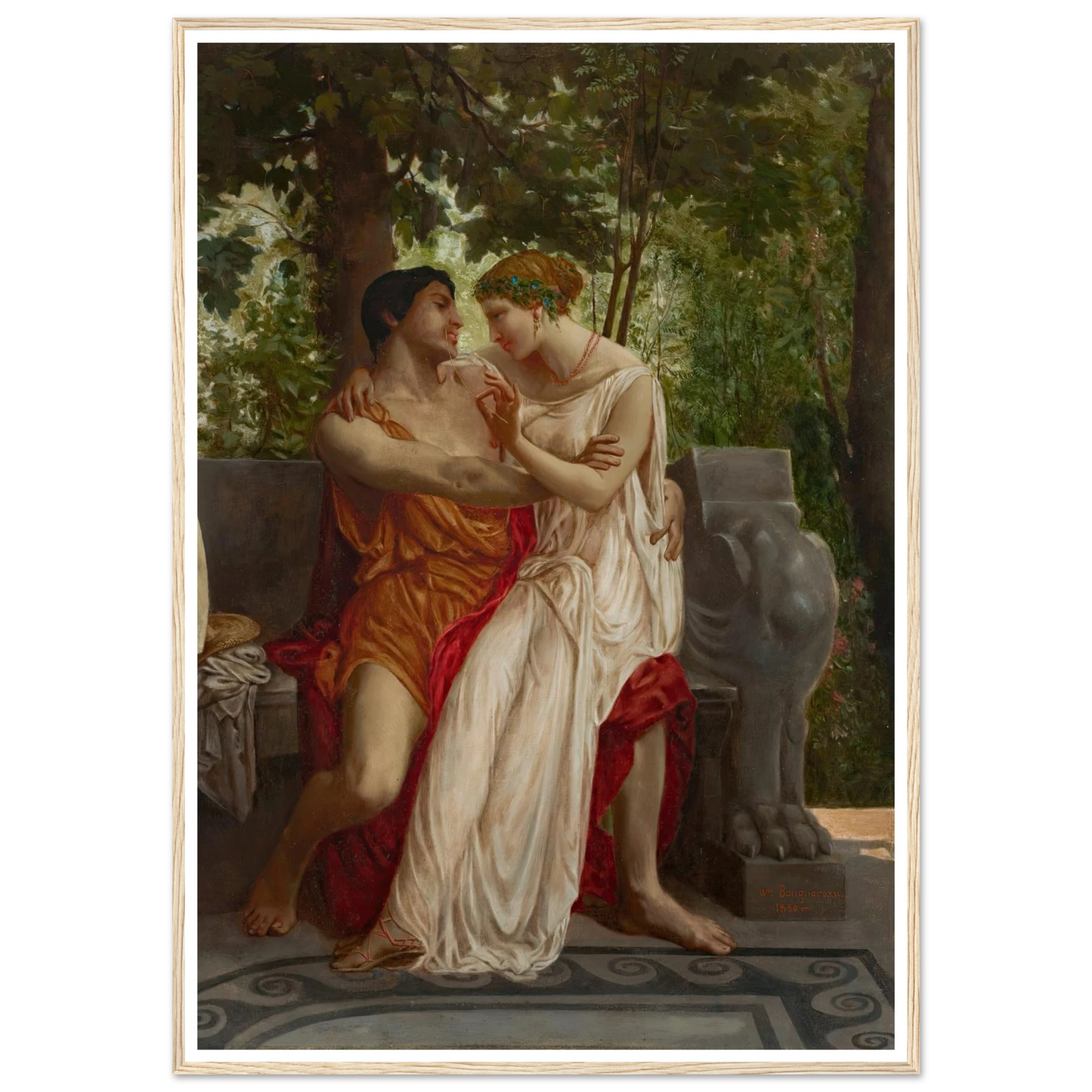 Les amoureux (1850) Art Print | William Bouguereau - Framed Poster - 30x40 cm / 12x16″ - Black frame