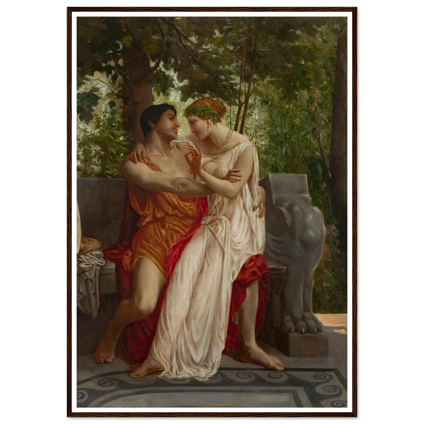 Les amoureux (1850) Art Print | William Bouguereau - Framed Poster - 30x40 cm / 12x16″ - Black frame