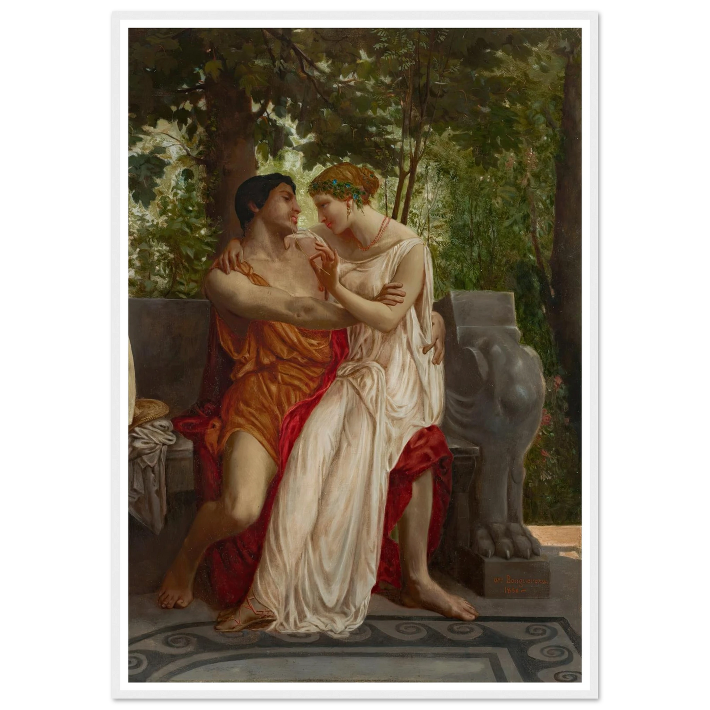 Les amoureux (1850) Art Print | William Bouguereau - Framed Poster - 30x40 cm / 12x16″ - Black frame