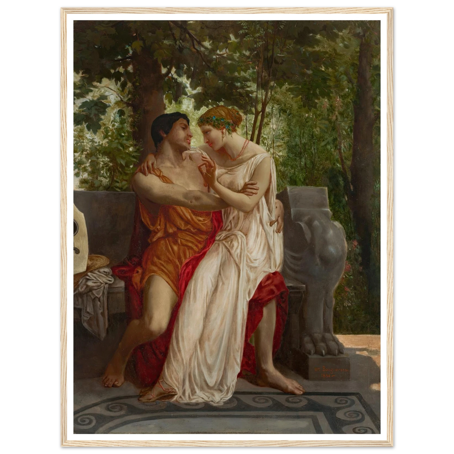 Les amoureux (1850) Art Print | William Bouguereau - Framed Poster - 30x40 cm / 12x16″ - Black frame