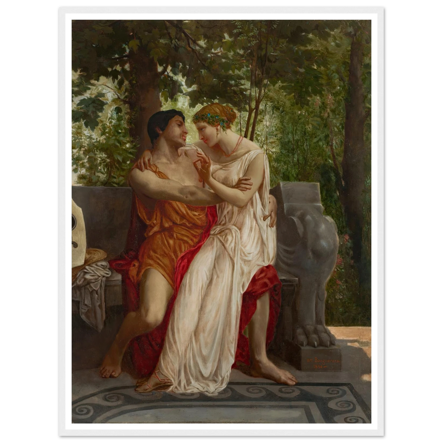 Les amoureux (1850) Art Print | William Bouguereau - Framed Poster - 30x40 cm / 12x16″ - Black frame
