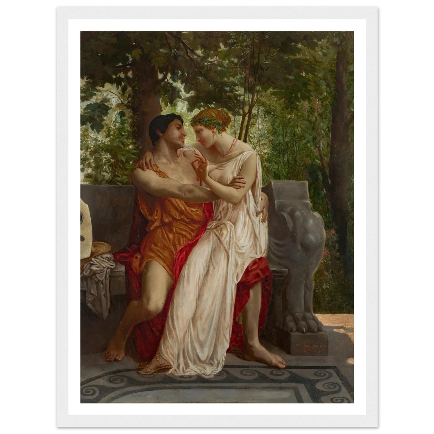 Les amoureux (1850) Art Print | William Bouguereau - Framed Poster - 30x40 cm / 12x16″ - Black frame
