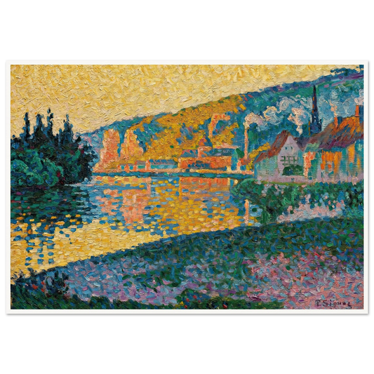 Les Andelys. Soleil couchant (1898) Art Print | Paul Signac - Framed Poster - 30x40 cm / 12x16″ - Black frame