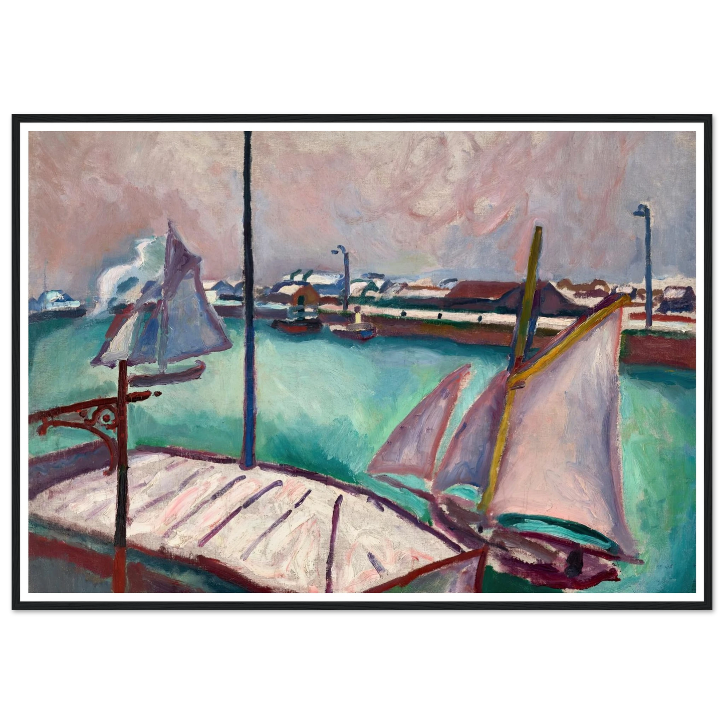 Les Barques (1906) Art Print | Raoul Dufy - Framed Poster - 30x40 cm / 12x16″ - Black frame