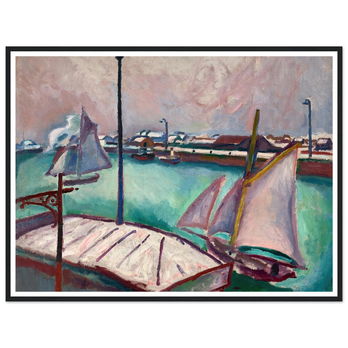 Les Barques (1906) Art Print | Raoul Dufy - Framed Poster - 30x40 cm / 12x16″ - Black frame