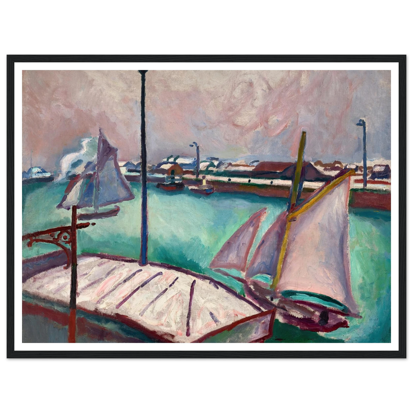 Les Barques (1906) Art Print | Raoul Dufy - Framed Poster - 30x40 cm / 12x16″ - Black frame