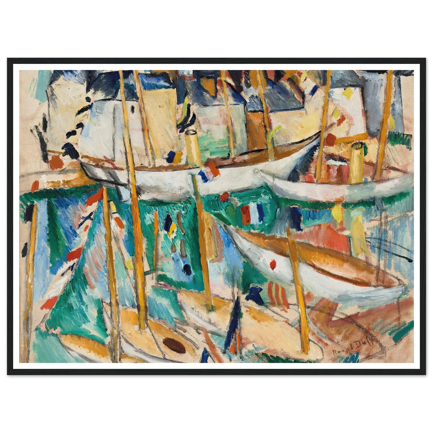 Les Bateaux (1909-1910) Art Print | Raoul Dufy - Framed Poster - 30x40 cm / 12x16″ - Black frame