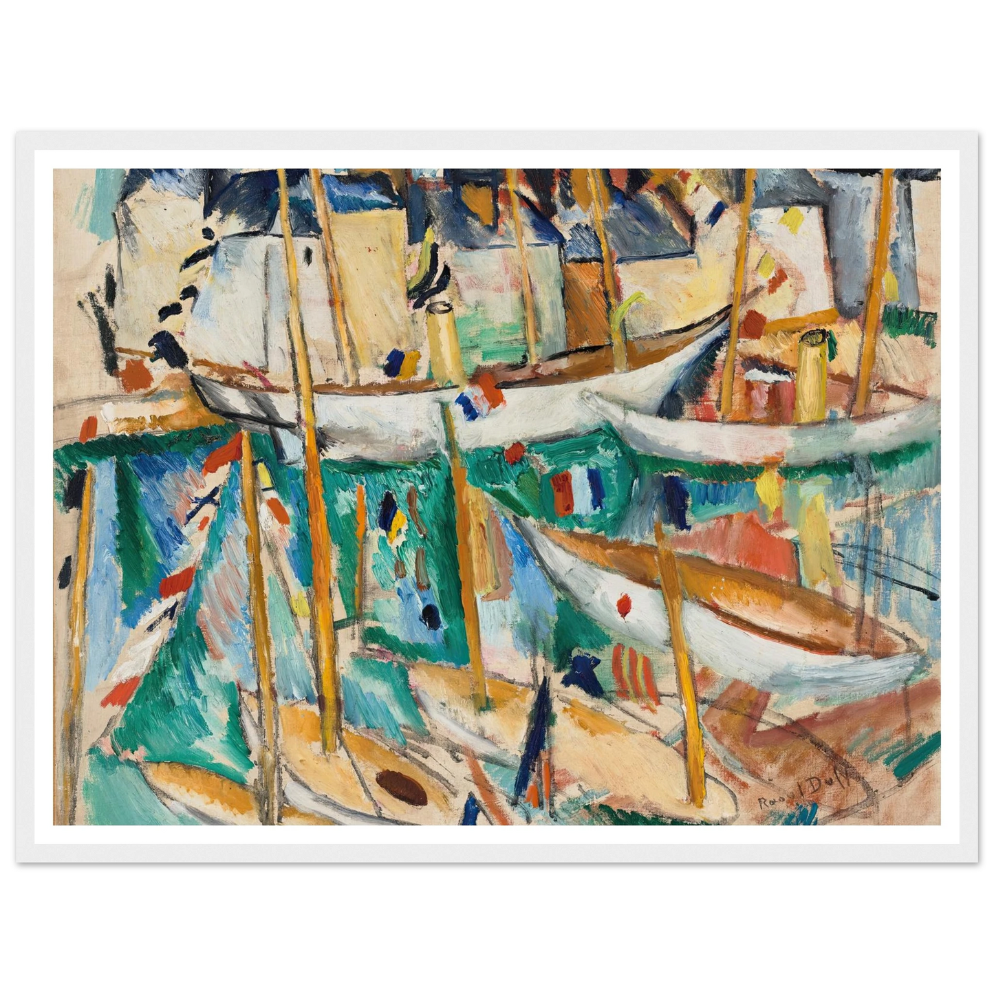 Les Bateaux (1909-1910) Art Print | Raoul Dufy - Framed Poster - 30x40 cm / 12x16″ - Black frame