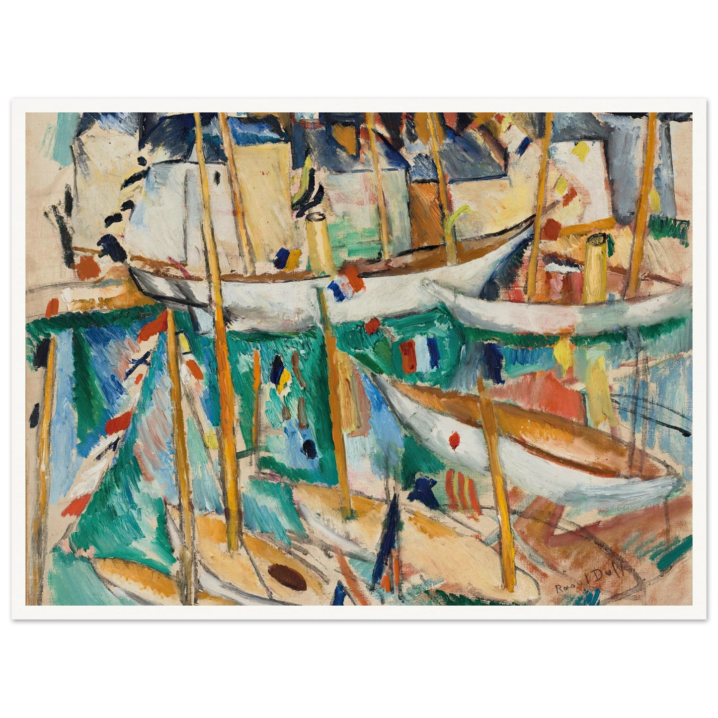 Les Bateaux (1909-1910) Art Print | Raoul Dufy - Framed Poster - 30x40 cm / 12x16″ - Black frame